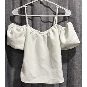 A‎ New Day Puff Sleeve Off The Shoulder Side Zip/Ruching Removable straps Small